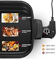 Vista 3 de AEWHALE Parrilla eléctrica multifuncional 2 en 1, sartén eléctrica sin humo para interiores con placa antiadherente extraíble + olla + tapa, plancha