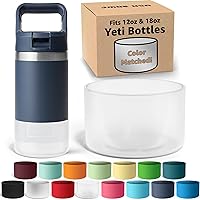 Vista 11 de Jmoe USA Bota de silicona para botella Yeti Rambler Jr de 12 y 18 onzas, funda de 0.079 in, funda antideslizante, protector para la parte inferior