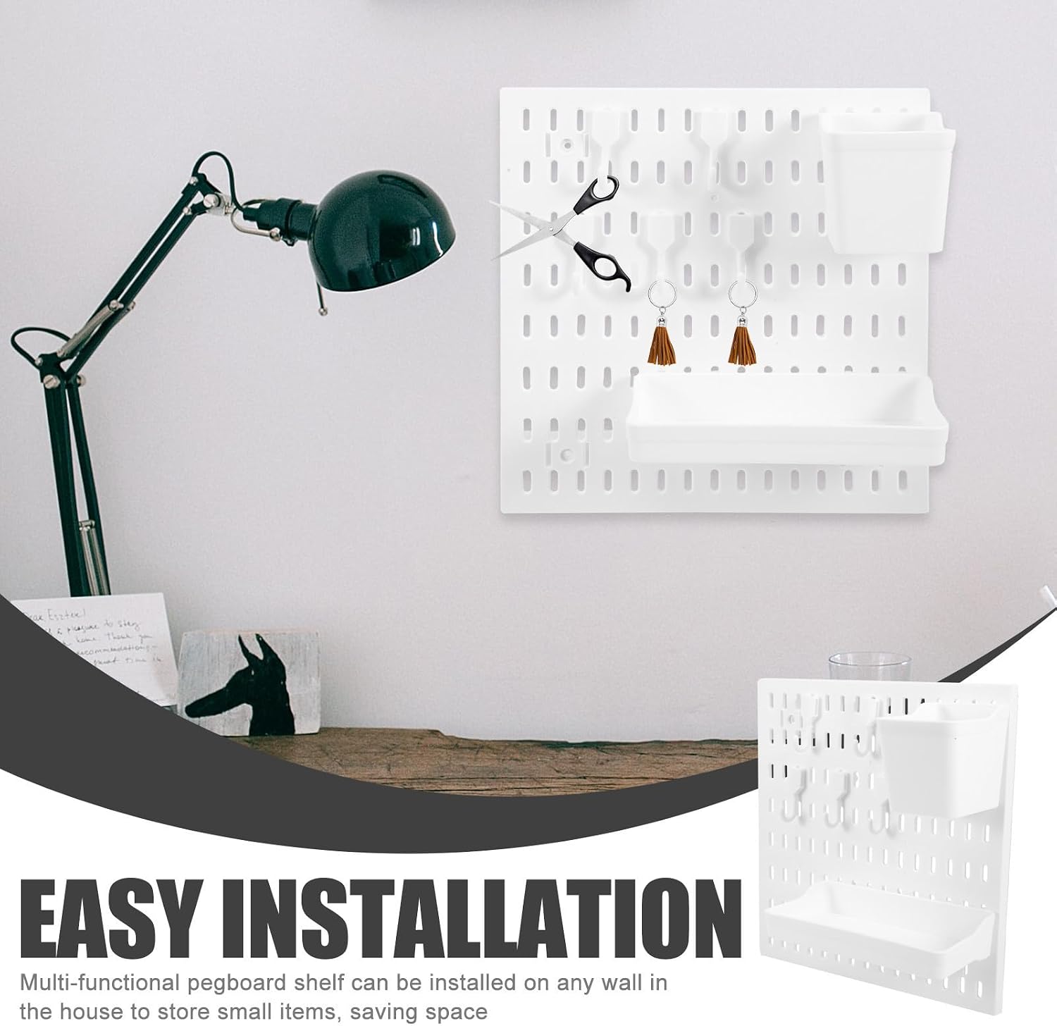 BESPORTBLE Pegboard Shelf Hanging Rack for Door Back Storage Organizer, Plastic Space Saving Shelf with Simple Style, for Kitchen and Bedroom Wall Storage