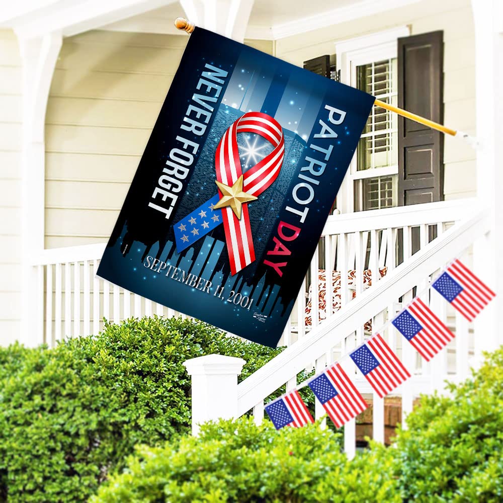 911 Patriot Day Garden Flag – Doppelseitig, 13x18,5 Zoll, Wetterfest | Unterstützung Für US-Militär & Veteranen, Made In USA