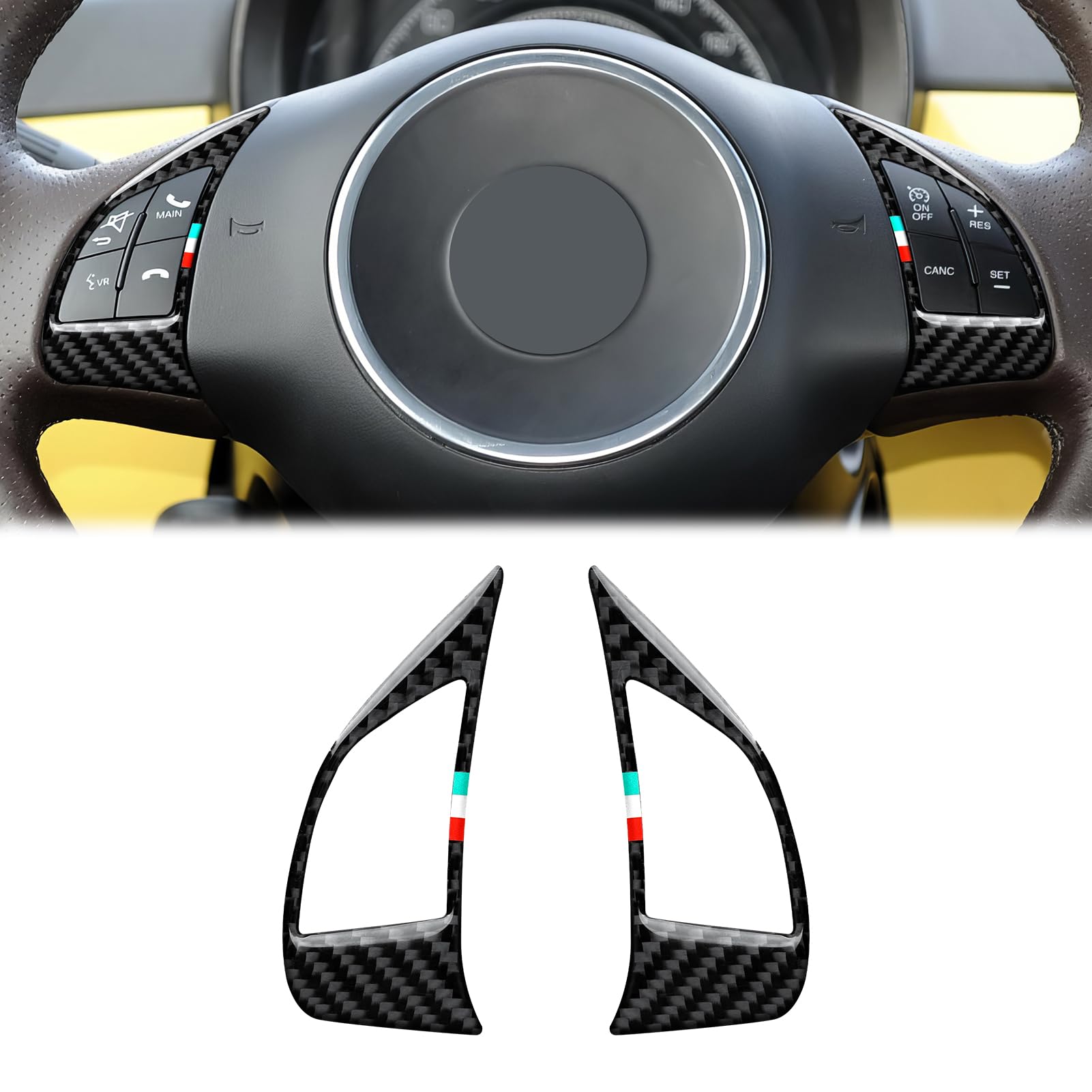 2 Pezzi Coprisedile Auto Adesivi per Volante in Fibra di Carbonio Compatibili con FIAT 500/500C (2007-2015)/500e (2009-2019) /Bravo/Grande Punto/Punto Evo/Punto Accessori