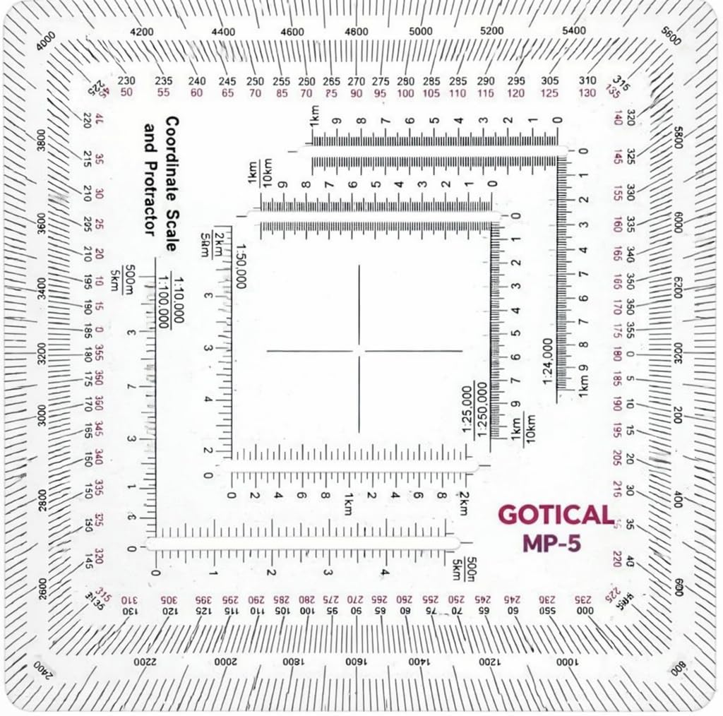 New and Improved Version Military Style MGRS/UTM Coordinate Grid Reader, and Protractor,Coordinate Scale Map Reading and Land Navigation Topographical Map Scale