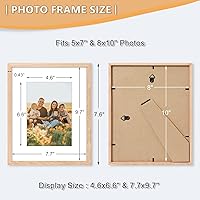 Vista 2 de Portarretratos de madera de ROBLE de 8 x 10 pulgadas, marco de fotos de madera de roble de 5 x 7 pulgadas con paspartú o de 8 x 10 pulgadas sin