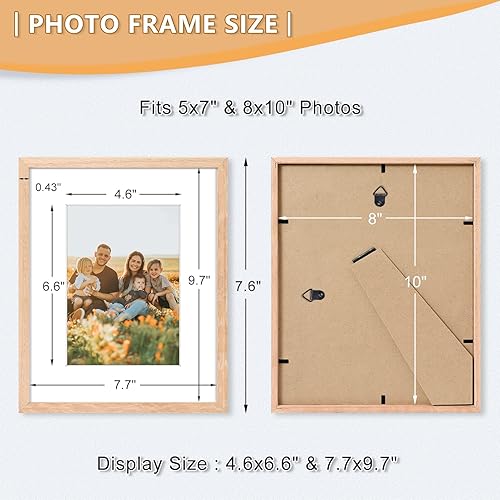 Miniatura 2 de Portarretratos de madera de ROBLE de 8 x 10 pulgadas, marco de fotos de madera de roble de 5 x 7 pulgadas con paspartú o de 8 x 10 pulgadas sin