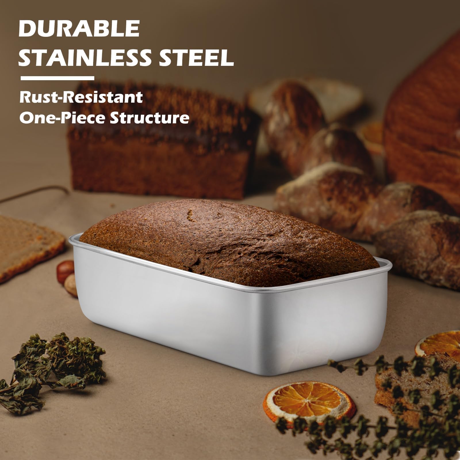 Kastenformen zum Backen von Brot, 22,9 x 12,7 cm Brotform, Edelstahl, Hackbratenform für hausgemachte Bananen-Sauerteig, spülmaschinenfest (2)