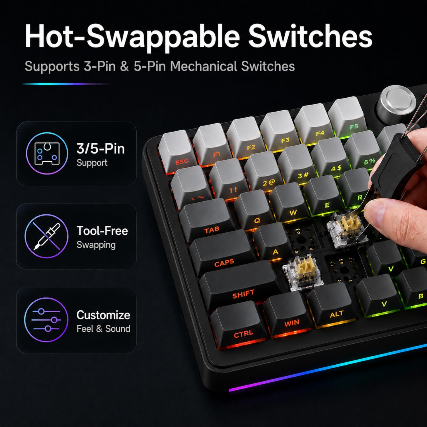 Amazon | AOC GK330 ゲーミングキーボード ホットスワップ可能
