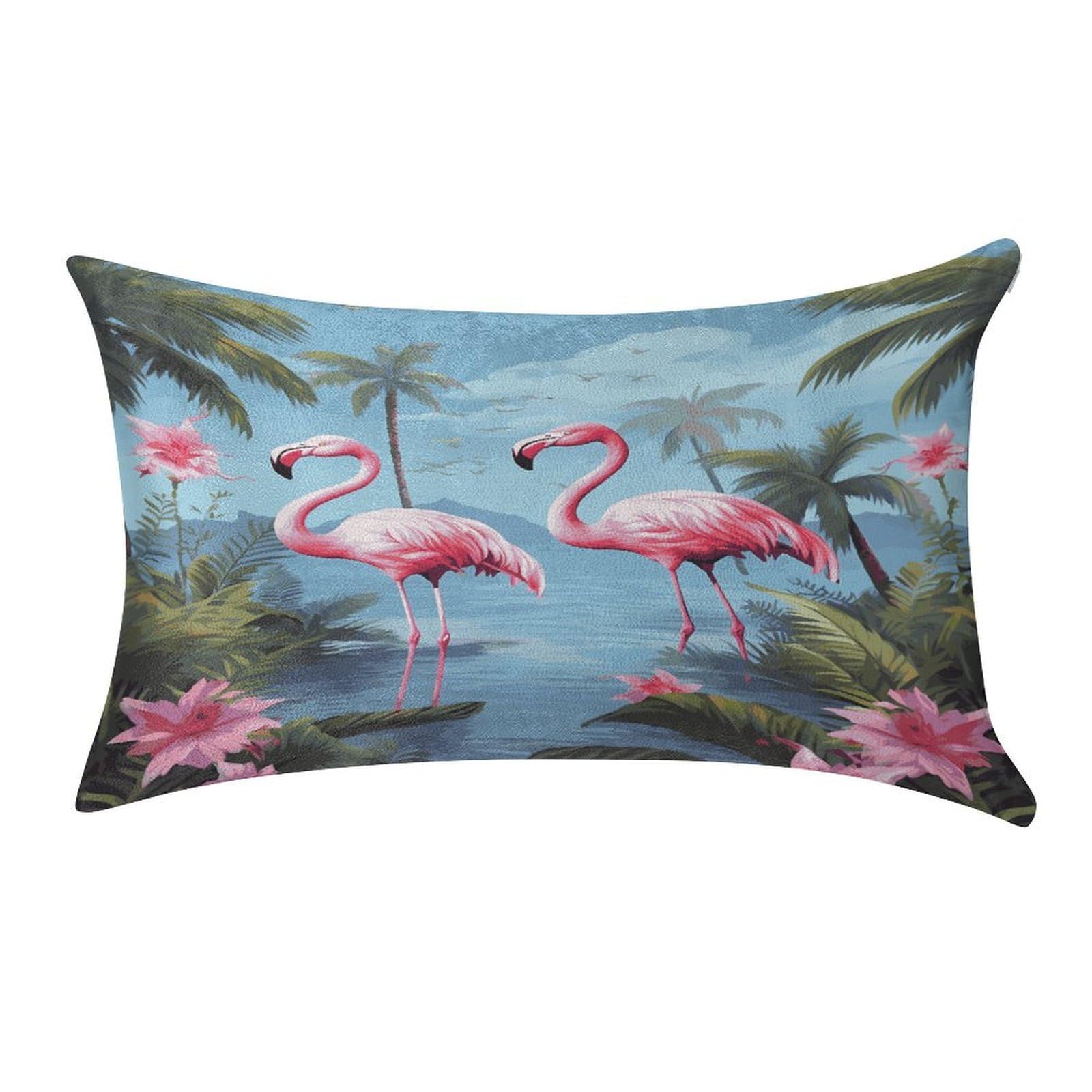 LDGSUPH Tropical Flamingos Velvet Throw Pillow Covers Cozy Pillow Shams Pillowcases Detachable Pillow Cases Soft Cushion Cover with Zipper for Sofa Car Bed Pillow Protectors 12 "×20 "