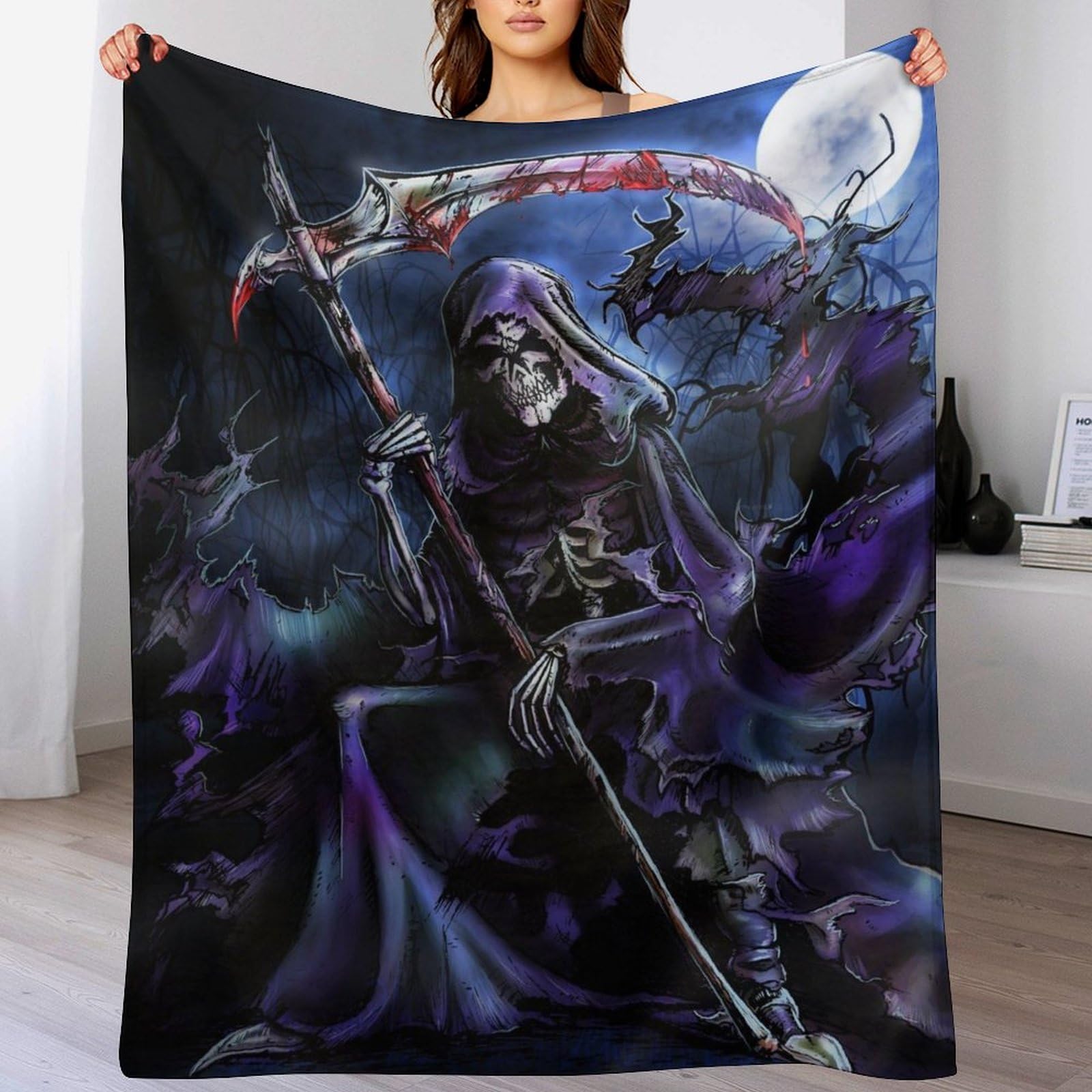 Manta de franela gótica de esqueleto 150x200 cm para sofá