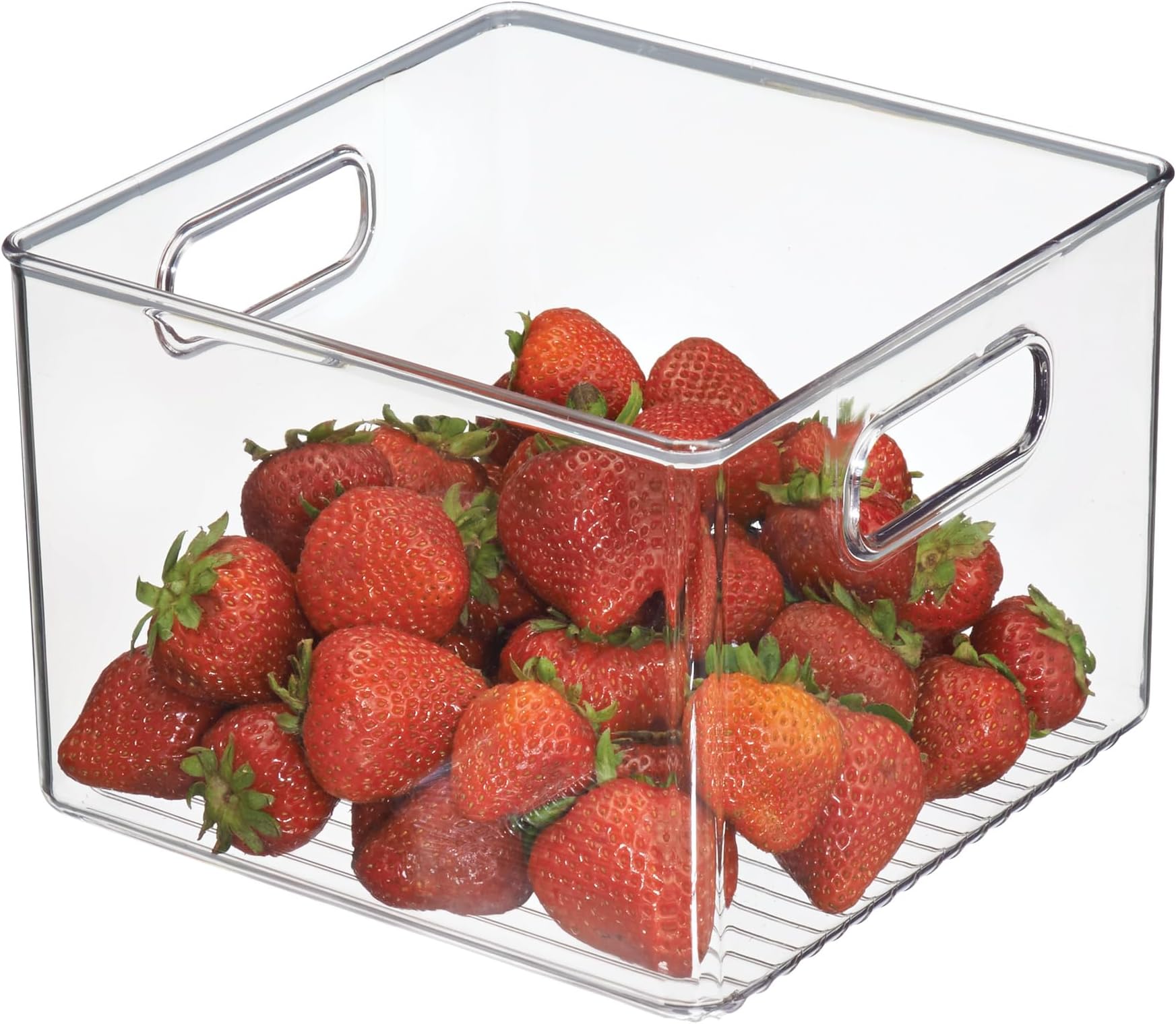Pantry Storage Bin with Handles for Kitchen Cabinets or Fridge - Clear - Made in USA