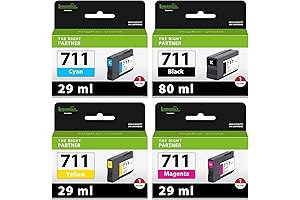Lomenti Compatible 711 Ink Cartridge Bundle (4-Pack) for HP DesignJet