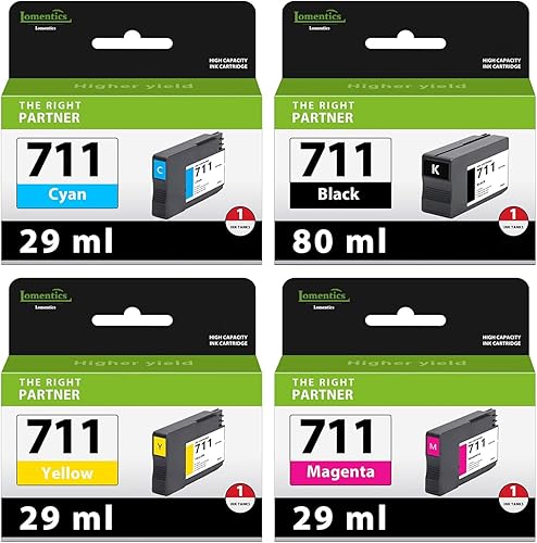 Miniatura 1 de Paquete de 4 cartuchos de tinta 711 (paquete de 4, 1.4 fl oz  1.4 fl oz  1.4 onzas líquidas cianamarillomagenta) - Repuesto de tinta compatible con