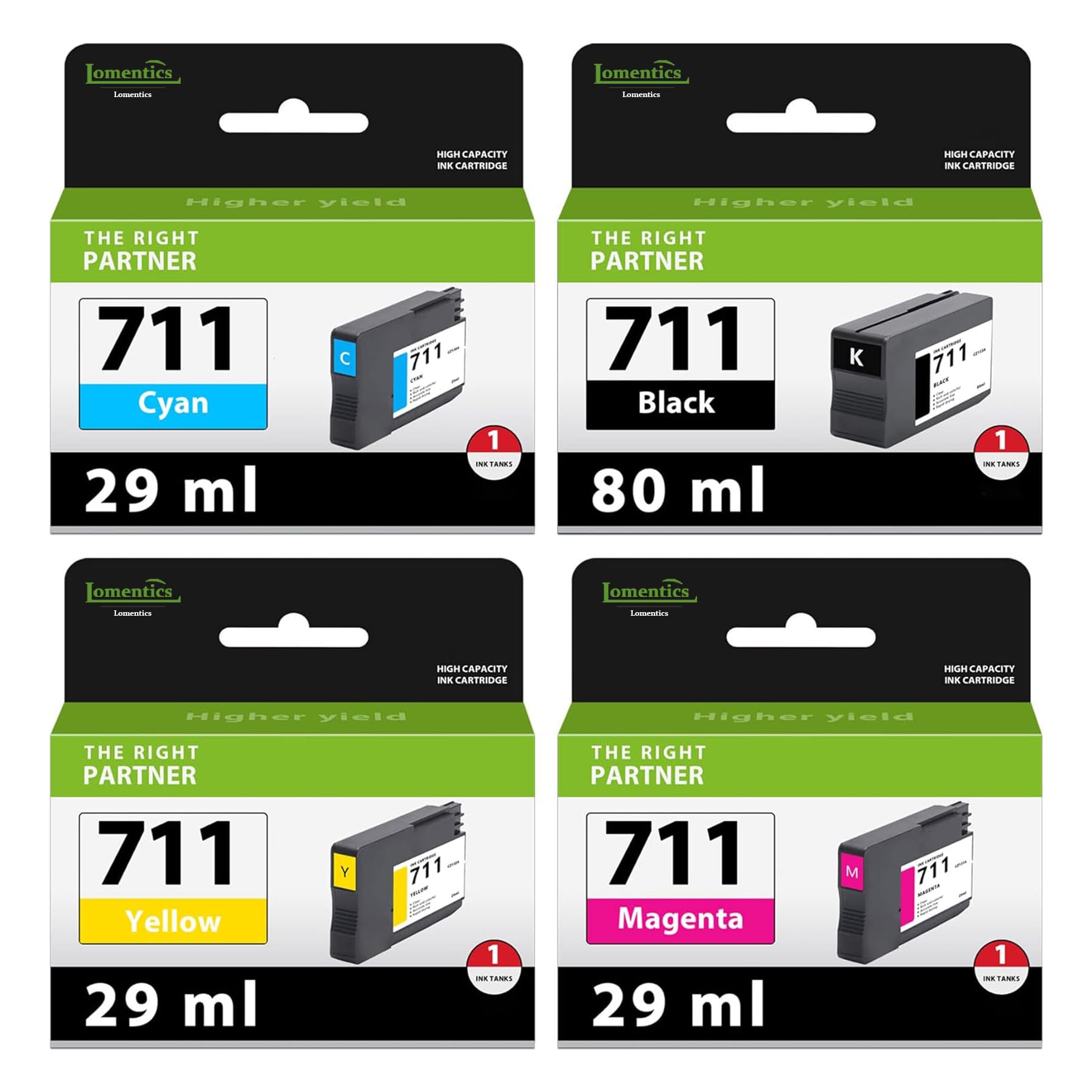 Photo 1 of 711XL Ink Cartridges High Yield Compatible 711 Ink Replacement for HP 711 Ink Cartridge use with DesignJet T100 T120 T125 T130 T520 Printer (4-Pack, Black/Cyan/Yellow/Magenta)