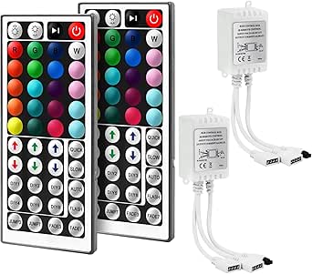 Cube-LED 𝐃𝐮𝐚𝐥 𝐎𝐮𝐭𝐩𝐮𝐭𝐬 44-Key DC12V-24V 4 Pin 2 Ports RGB Controler Box ...