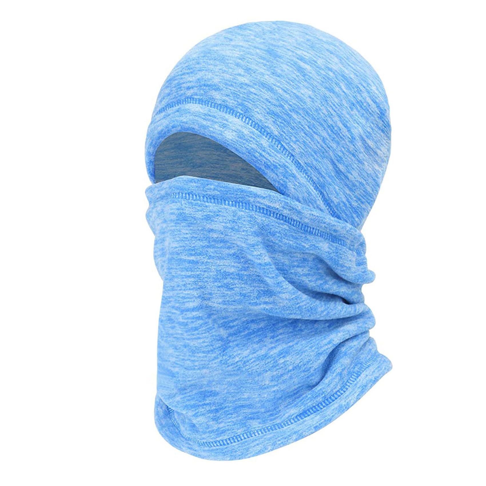 Balaclava Ski Face Mask, Winter Cold Weather Windproof Hooded Scarf Hat with Neck Warmer, Cycling UV Protector for Women Men Blue