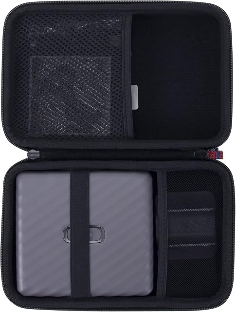 Khanka Hard Case with Photo Album for Fujifilm Instax Link Wide Photo Printer 16719586 and Accessories (Case + Photo Album, Black Gray)