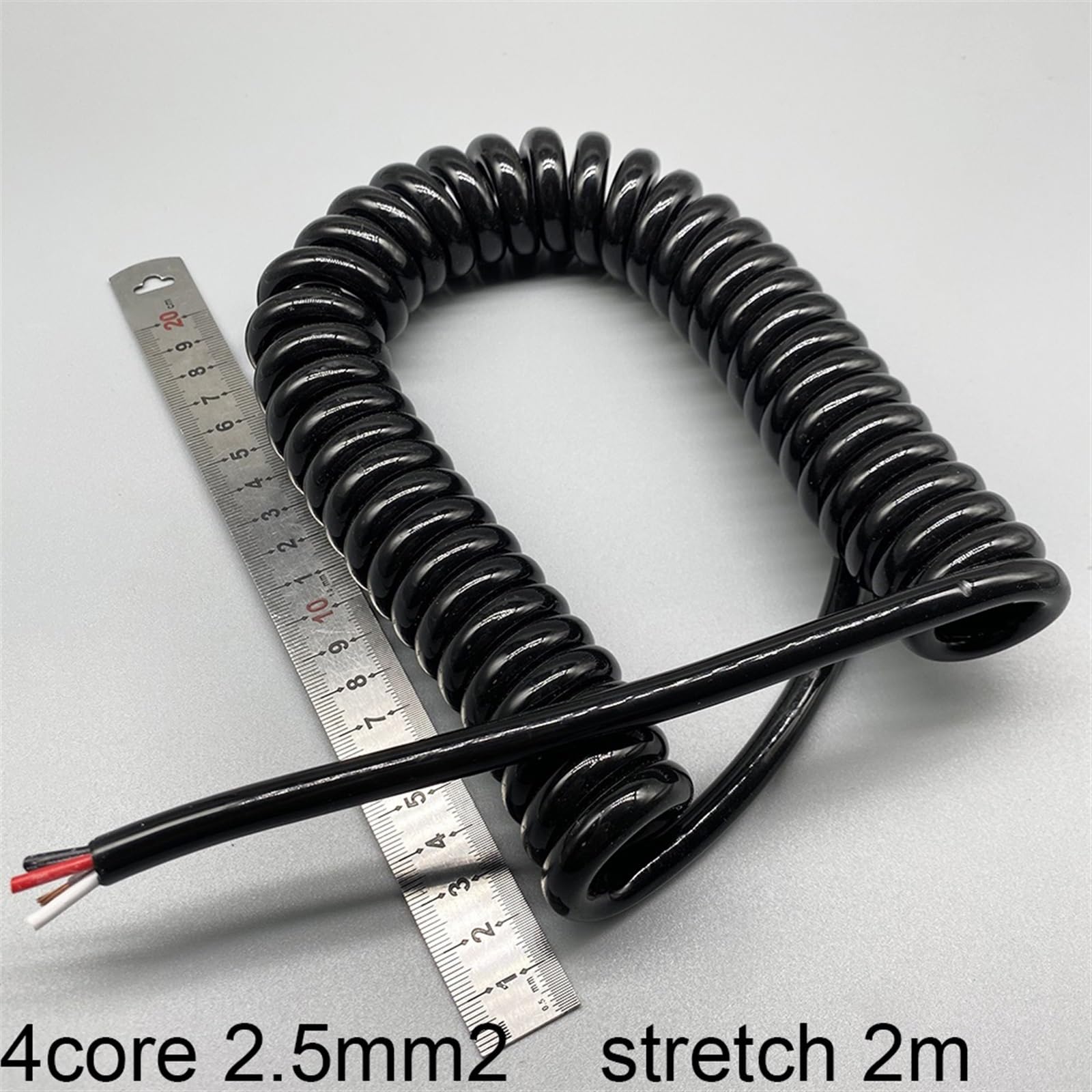 Przewód elektryczny, 4-żyłowy 1,5 mm2 spiralny kabel sprężynowy spiralny rozciągliwy 2 metry 10 metrów miedziany drut rdzeniowy 2,5 mm kwadratowy drut rozciągany zwijany rozmiar cewki: rozciągliwy 10