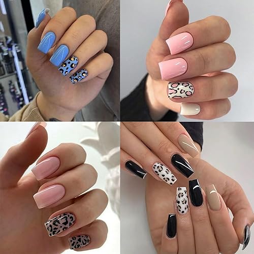 Miniatura 7 de 6 hojas de calcomanías de arte de uñas con estampado de leopardo 3D autoadhesivas, calcomanías de uñas francesas de leopardo, diseño colorido de