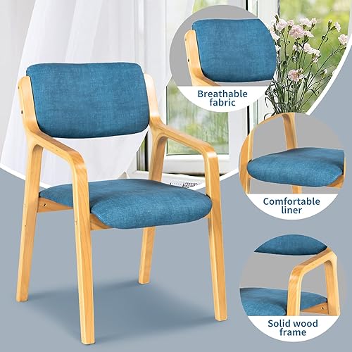 Miniatura 3 de CLATINA Sillas de comedor, sillas de comedor modernas de mediados de siglo, sillas de cocina tapizadas de tela con brazos y patas de madera maciza