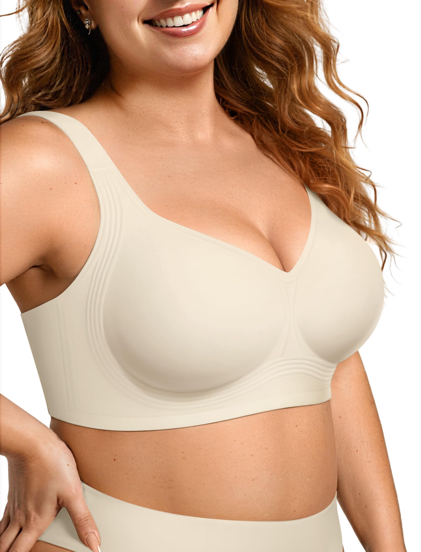 OEAK Womens Wireless Jelly Bra Plus Size Supportive Seamless Bras Full Coverage Push Up Comfortable No Underwire Tshirt Bras