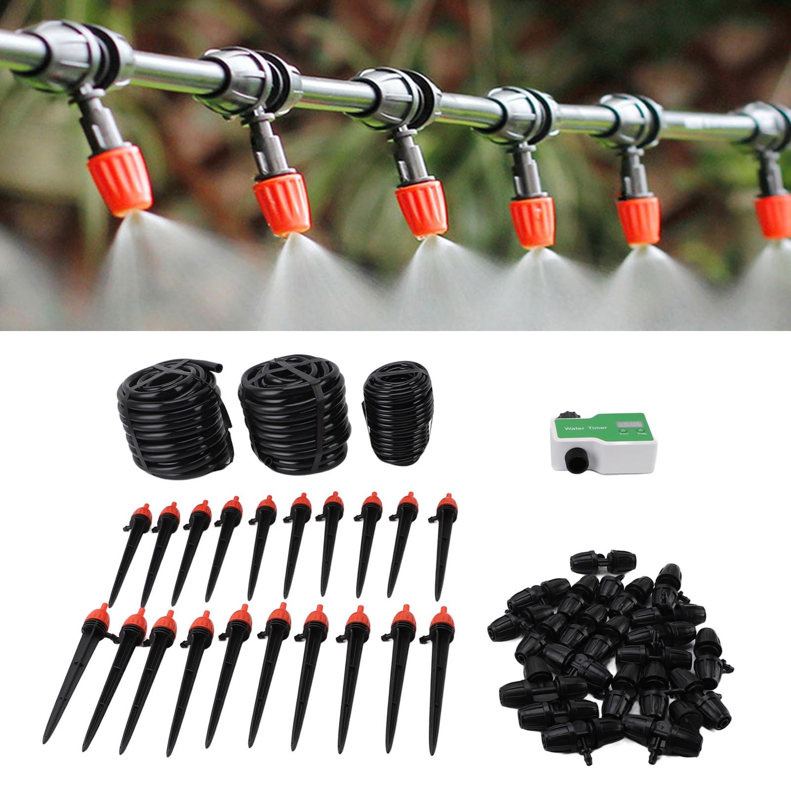 WALFRONT Kit di Irrigazione a Goccia, di Irrigazione Automatica, Efficiente del Giardino per Serra, Prato e Piante in Vaso
