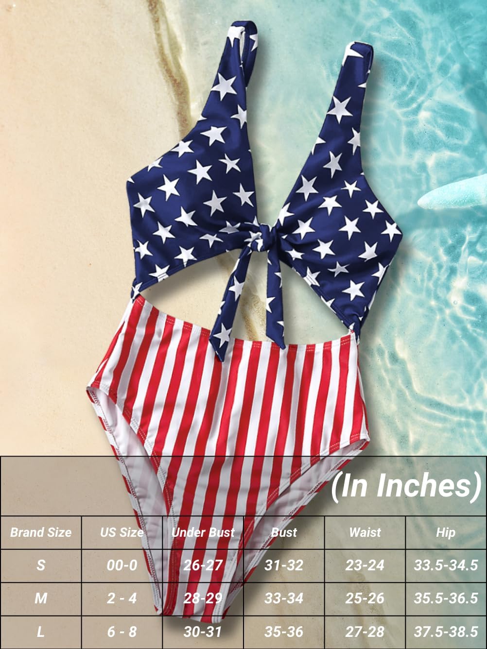 Women One Piece American Flag Monokini, 4th of July Patriotic Swimsuits, July Fourth Red White and Blue Bathing Suit
