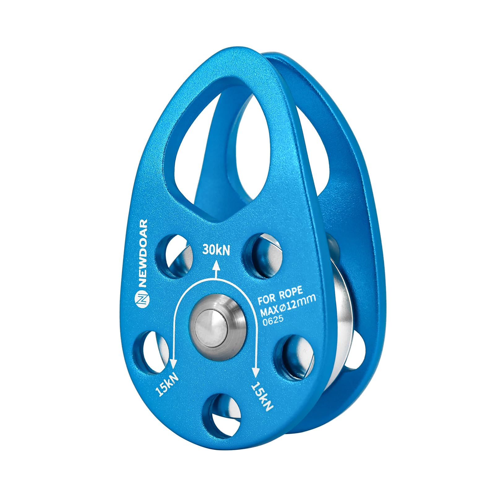 NewDoar Micro Mobile Pulley 30KN/6746lb Mobile Single Pulley Cheek Shaped for Max Rope 12mm Rope for Climbing, Rescue Lifting,Hitch Tending-Blue/1pc
