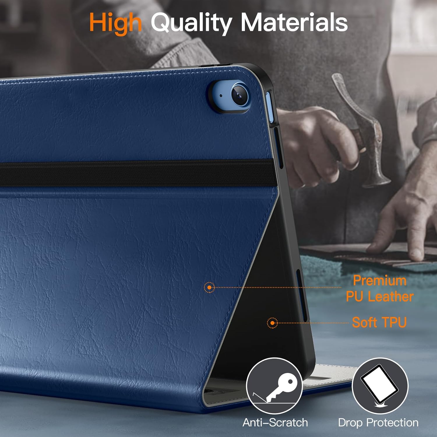 JETech for iPad (A16) 11th/10th Generation (2025/2022) Privacy Screen Protector and PU Leather Business Case Bundle