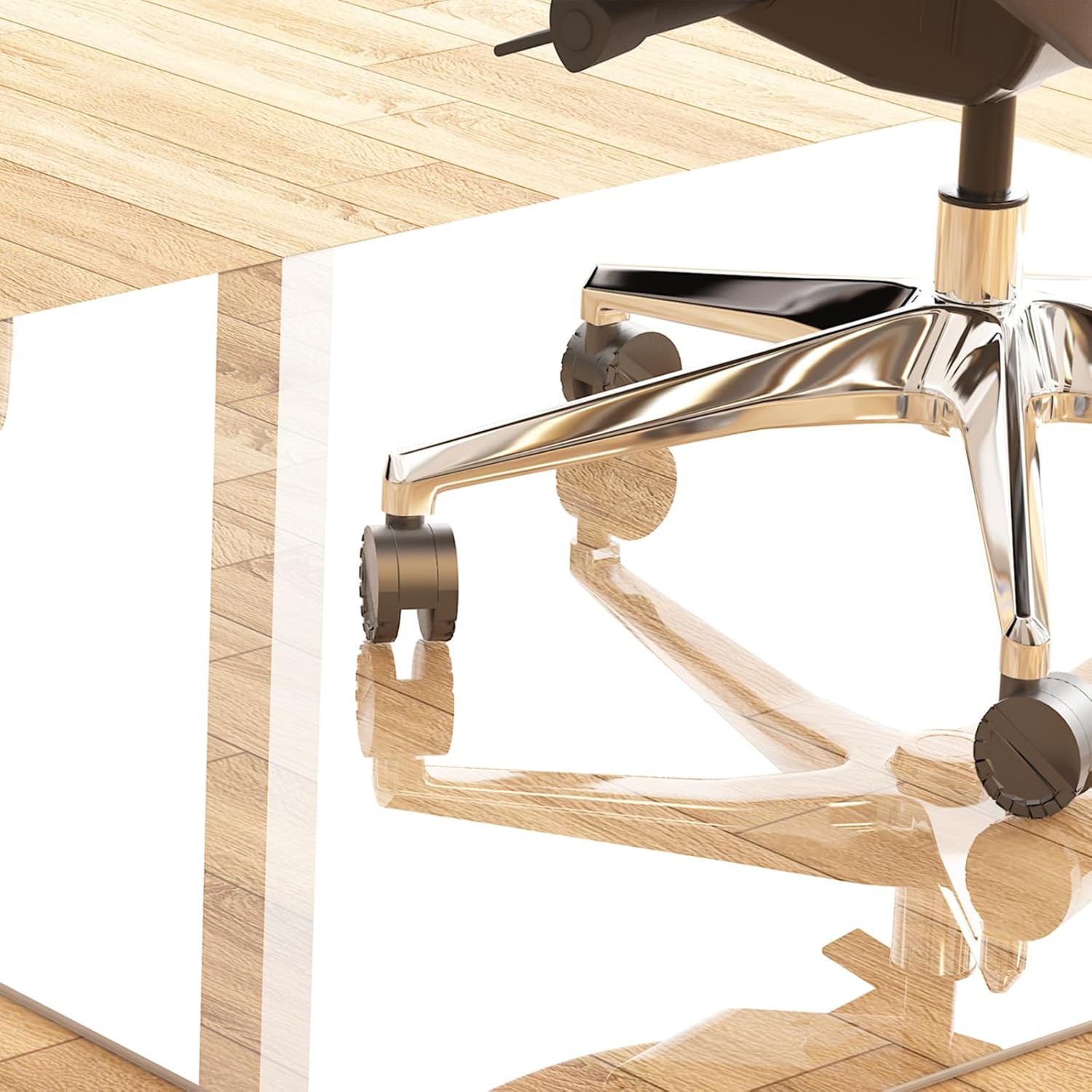 Glass Computer Chair Mat,46"x 55", Tempered Glass Floor Protector Mat, Transparent