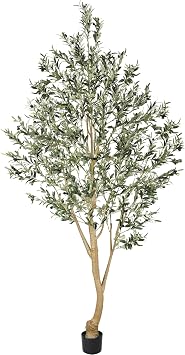 Realead Tall Faux Olive Tree 9ft with Thick Trunk & Realistic Leaves