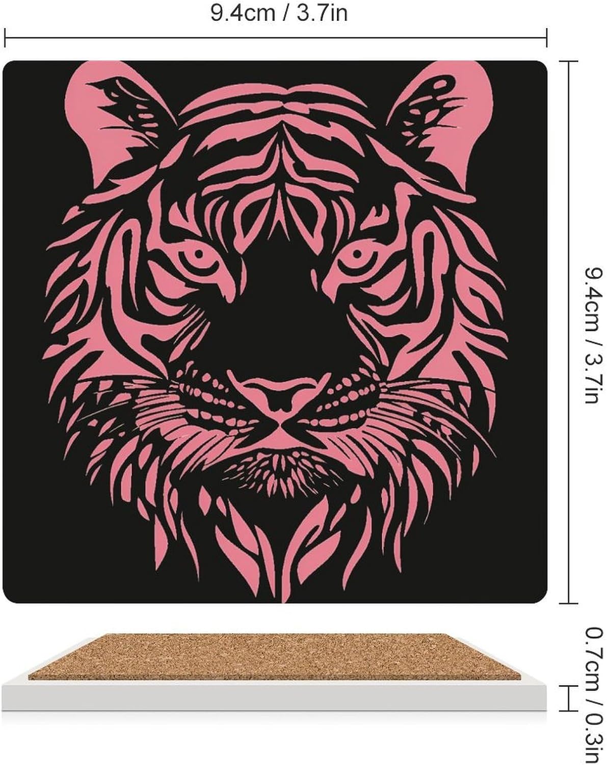 Tiger Face Ceramic Coasters Square Drinks Coaster Coffee Table Decor Table Coaster for Home Bar