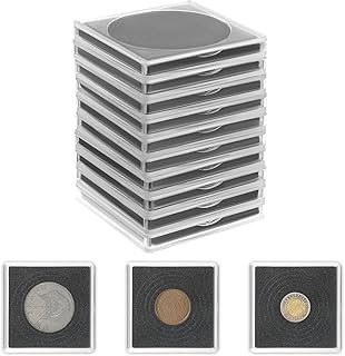 Coin Snap Holders, 10 Pack Silver Dollar Coin Holders Clear Coins Capsules Cases with 5 Sizes Black Gasket 20/25/30/35/40 mm Silver Dollar Protection Cases Dollars Collection Supplies