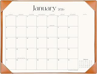 Simplified Desk Calendar 2025-2026 with Desktop Mat, Cabbrix Large Desk Pad Calendar 21" x 16-1/2" from July 2025 to December 2026, Desk Blotter Calendar for Home School and Office (Brown)