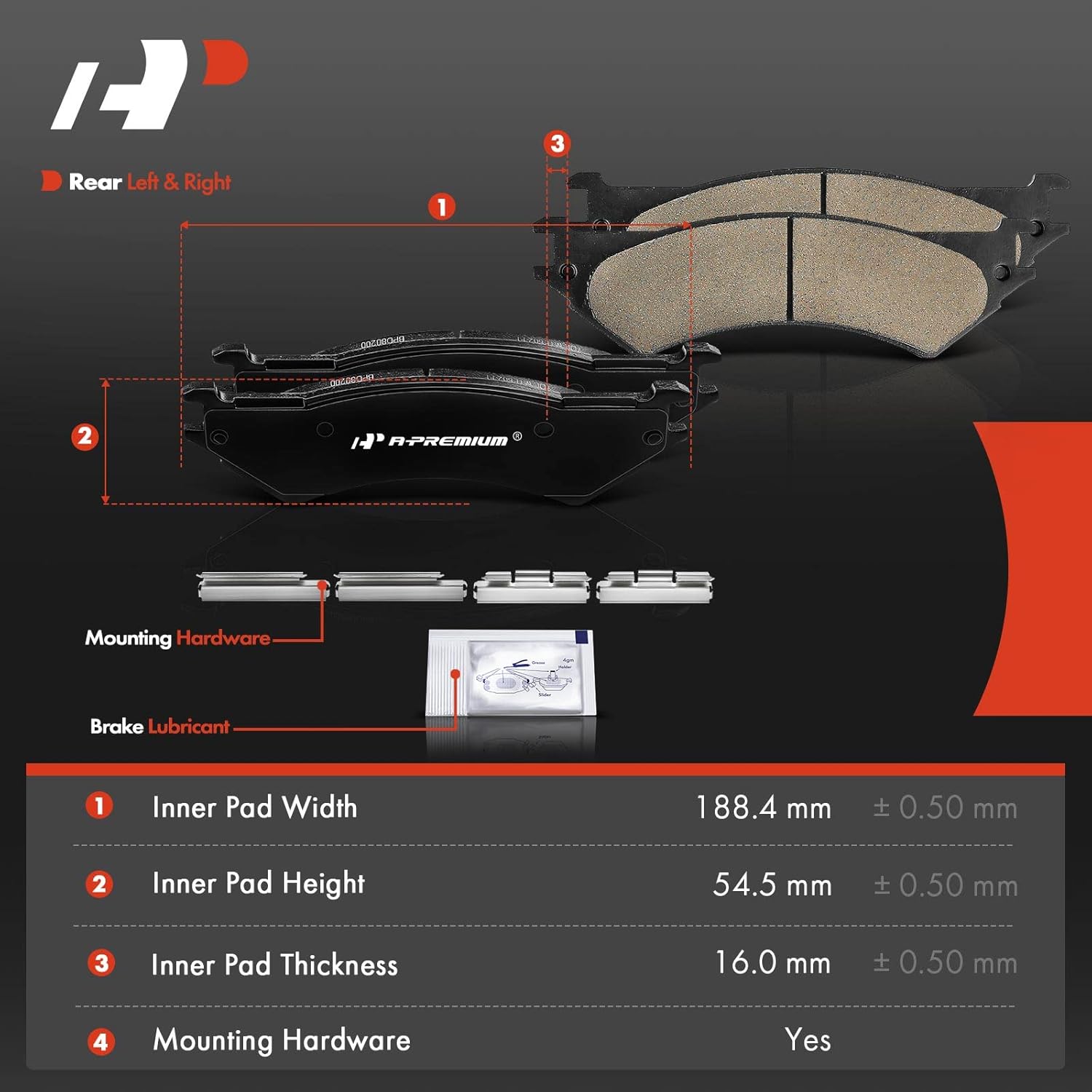 A-Premium Rear Disc Brake Calipers with Ceramic Pads Compatible with Ford E-250 2003-2007, E-250 Econoline 2001-2002, E-350 Club Wagon 2003-2005, E-350 Econoline Club Wagon, E-350 Super Duty, 6-PC Set