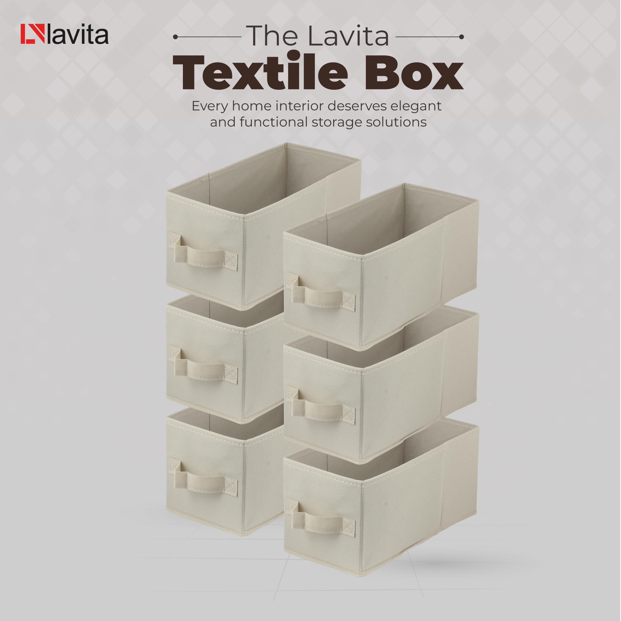 Lavita Faltbare Aufbewahrungsbox 15x31x15cm - 4er Set Hellbraun Schubladen Organizer
