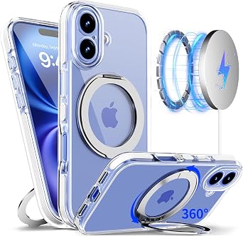 Magnetic for iPhone 17 Case with 360 Spin Stand, White | Fit for MagSafe, 17FT Military Protection for iPhone 17 Phone Case, Slim Anti-Yellowing Scratch-Resistant Back Cover