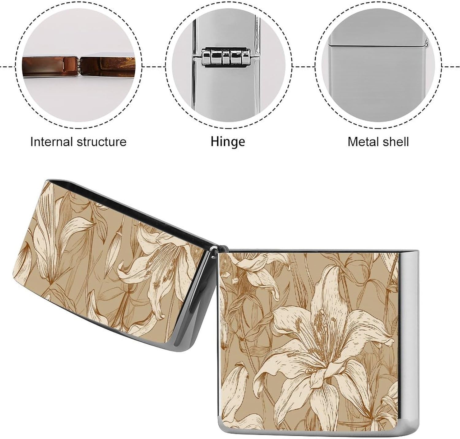 Beige Line Drawing Lighter Case Cover Lighter Shell