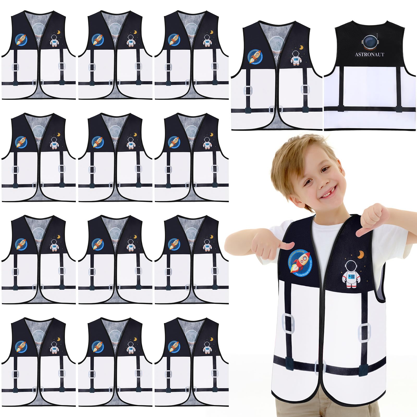Panitay 12 Pcs Kids Community Helper Dress up Vest, Boy & Girl Career Cosplay Party Costume for Toddlers Occupation Role Play