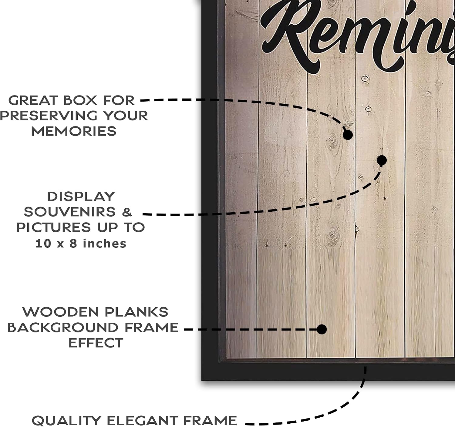 Shadow Box Display Case – Black Wooden Shadow Box Frame - Showcase Bottle Caps, Shells, Ticket Stubs, Airline Tickets, Ideal for Memorabilia Photos, Flowers, & Medals (10 x 8 in)
