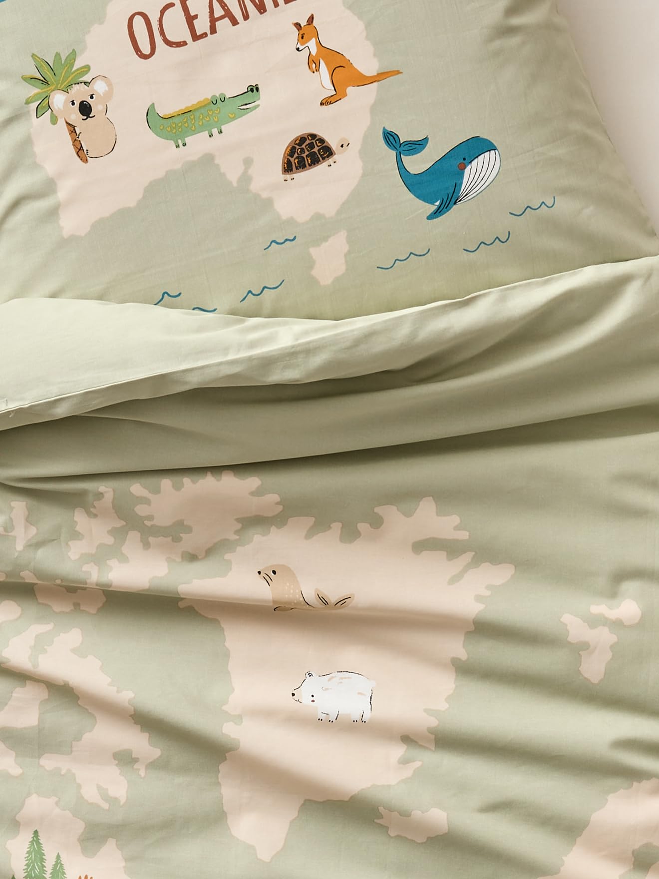 VERTBAUDET Parure Housse De Couette Et Taie d'oreiller Vert Sauge 140X200 63X63