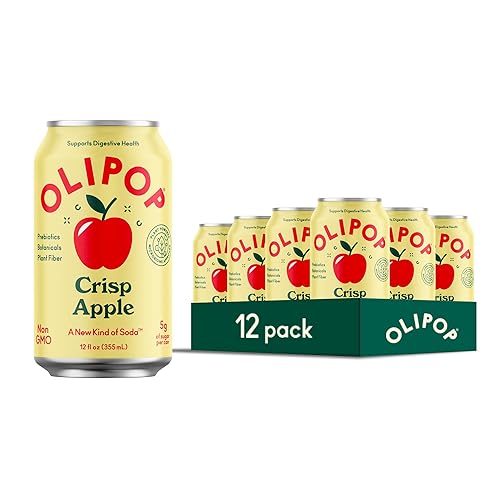 OLIPOP Soda Pop, manzana crujiente, un nuevo tipo de refresco lleno de prebióticos, fibra y botánicos, sin gluten, vegano, sin OMG, 12 onzas (12