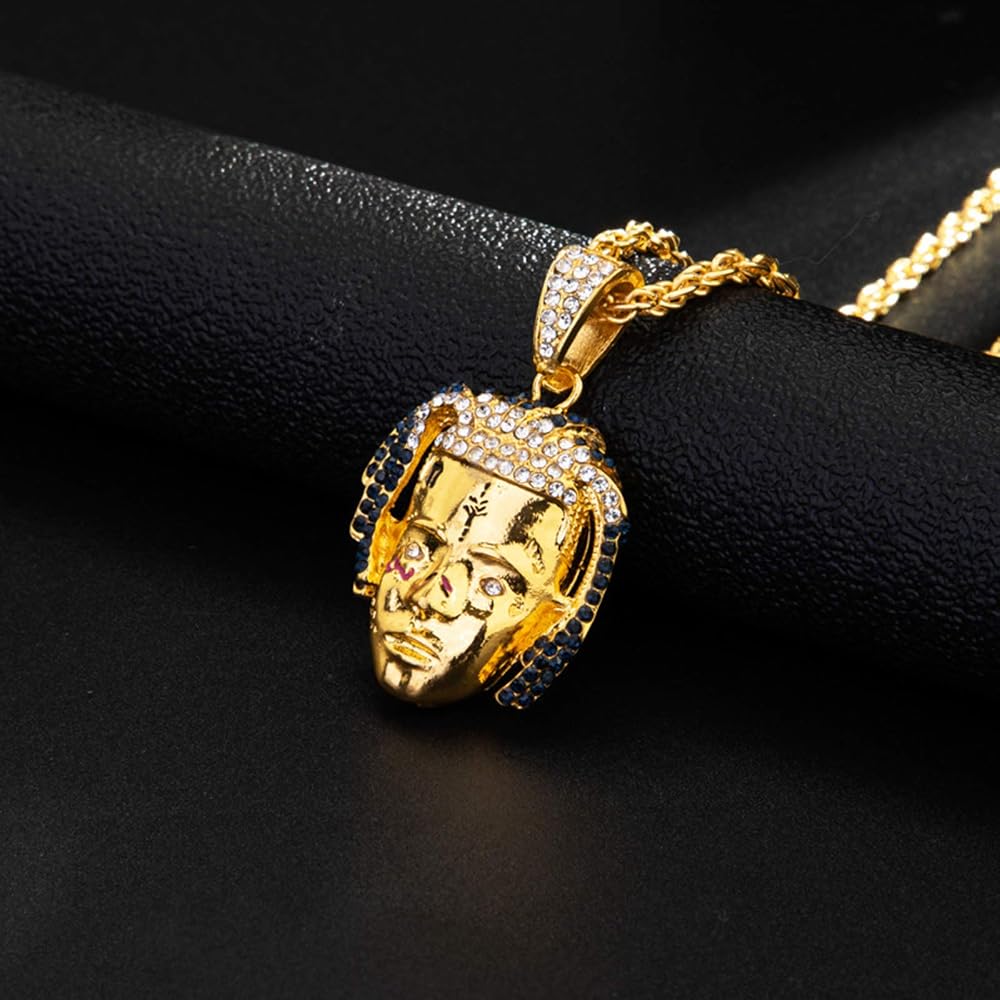 Huachaoxiang Xxxtentacion Ice Out Chain, 18 Carat Gold Unisex 
