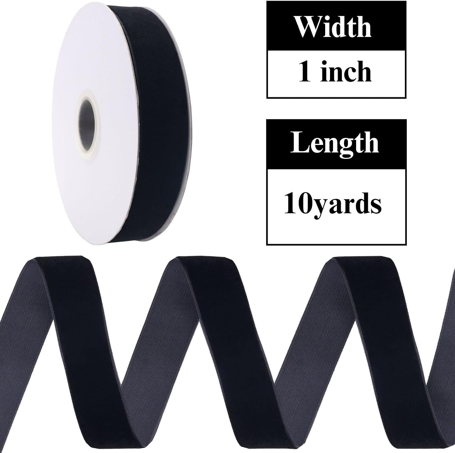 GXTIZAS Black Velvet Ribbon Spool 1 inch x 10 Yards Single Face Ribbon Velvet Trim for Gift Wrapper Christmas Decorations image 2