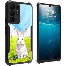 for Samsung Galaxy S26 Ultra Case with Rabbit in Floral Flowers Pattern Design Soft TPU Bumper + Acrylic Back Lightweight Shock Protective Phone Case for Samsung Galaxy S26 Ultra 5G 6.9 inch 2026