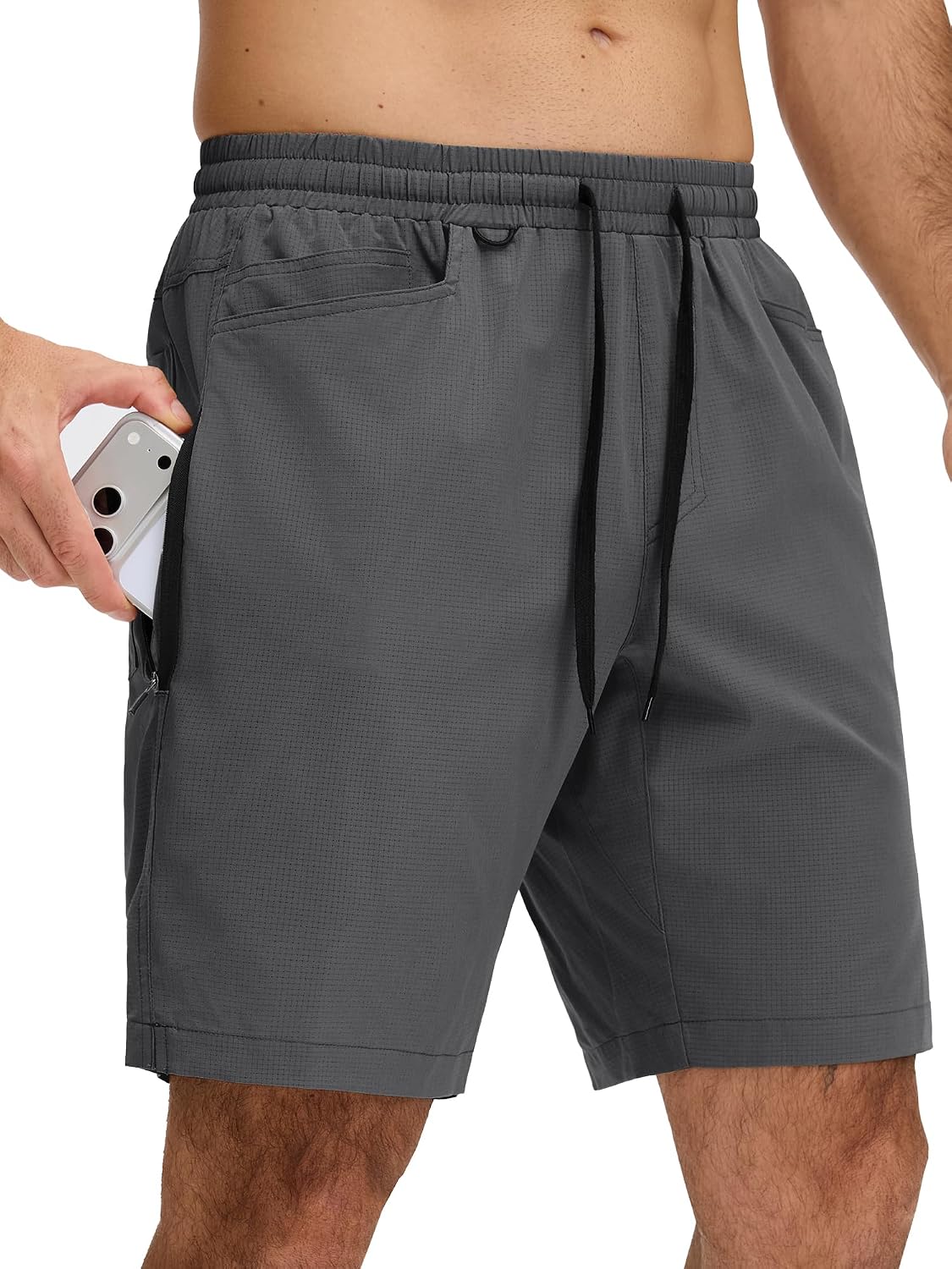 JEMLDL Men's Athletic Running Shorts 9" Workout Gym Shorts Stretch Breathable Quick Dry Lightweight with Zipper Pockets