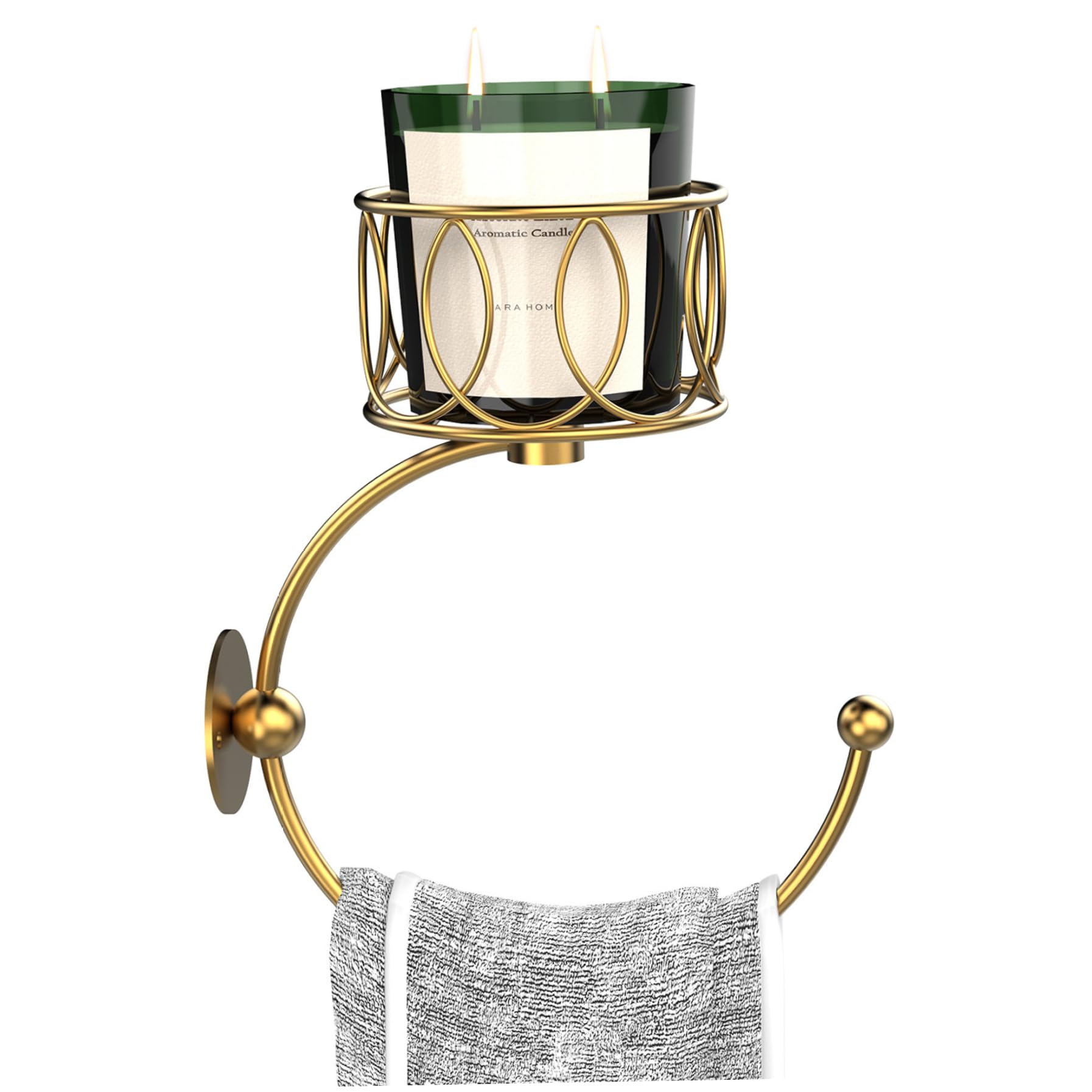 Soporte para toalla de mano dorado que elimina el desorden del baño con estilo vintage