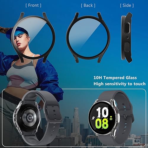 Miniatura 4 de WAMOY Protector de pantalla de 1.732 pulgadas para Galaxy Watch 5 y Galaxy Watch 4, funda de vidrio HD de vidrio y policarbonato compatible con