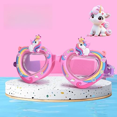 Vista 2 de RARITYUS Gafas de natación con patrón de dibujos animados, impermeables, antiniebla, para niños y jóvenes