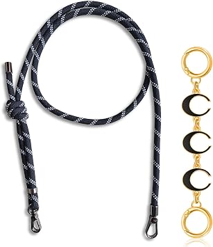 Adjuatable Paracord Rope Bag Strap Crossbody with Gold Bag Extender Chain