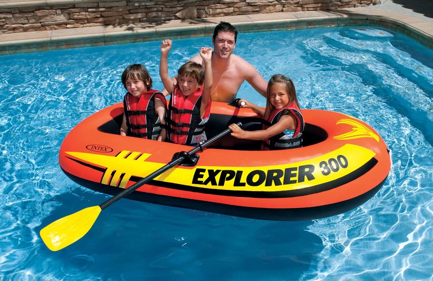 Intex 3 Person Raft w/Pump & Oars & 2 Person Raft Set w/ 2 Oars & Pump (2 Pack)
