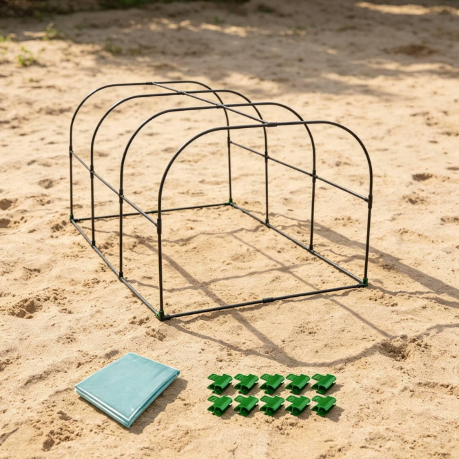 kowaku Copertura Serre Tunnel per Piante Antigelo Materiale PE Telaio in Acciaio PP Accessori Inclusi Adatta a Balcone Orto Giardino Terrazza Esterno , 150-60-55cm